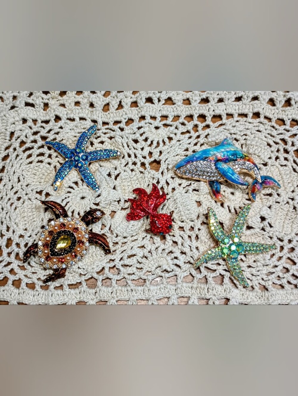 Sea Creatures Lot Of 5 Brooches